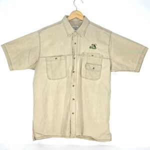 Vintage RED HEAD Brand Camp Shirt Men XL Embroidered Bass Short Sleeve Button-Up